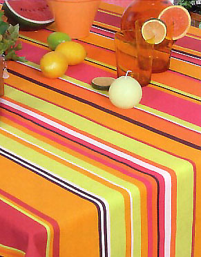 French Basque tablecloth, coated (Biarritz, apricot)